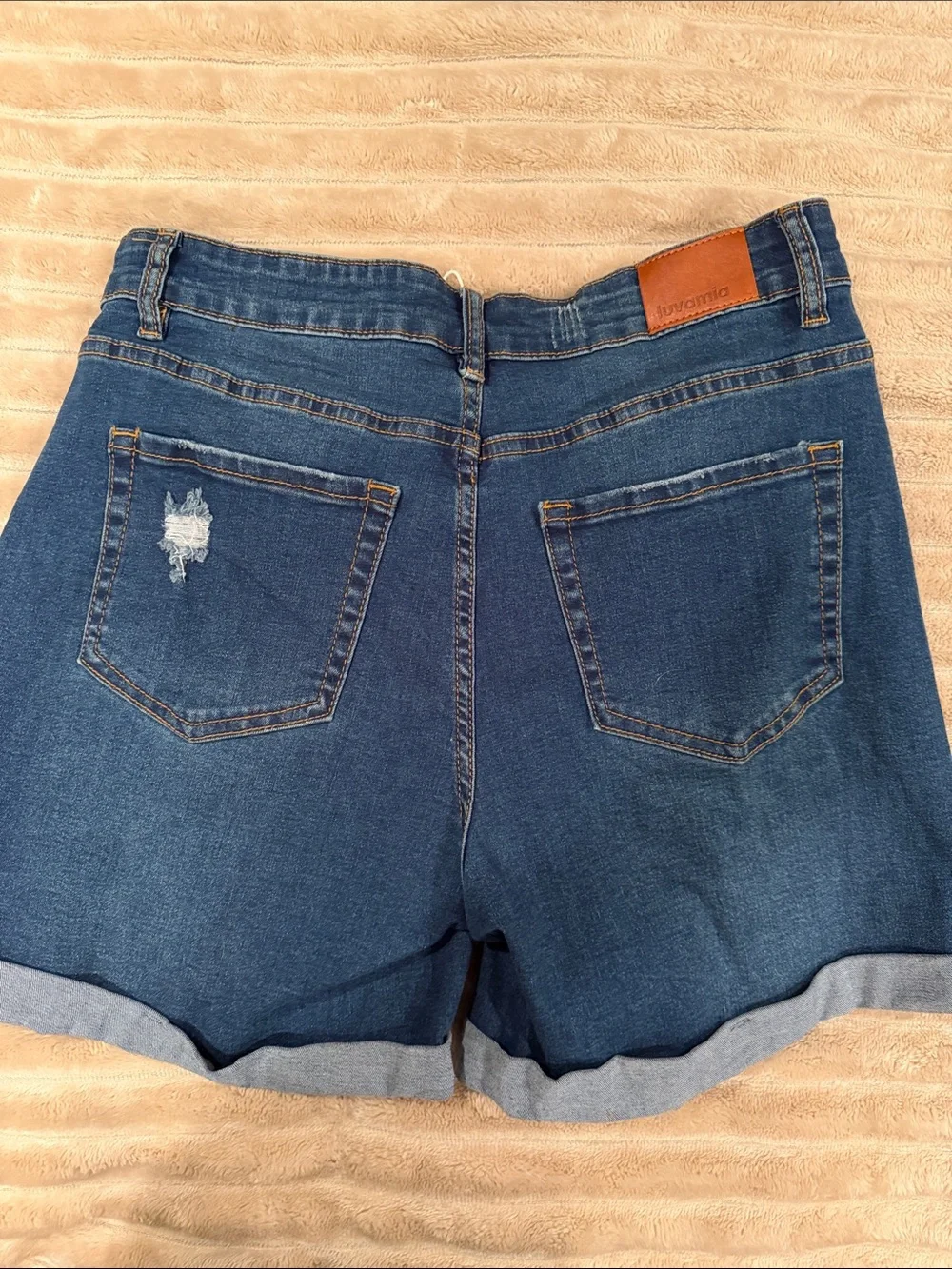 Luvamia Dark Blue Distressed Jean Shorts